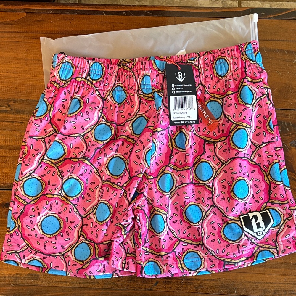 Baseball lifestyle Kids Pink Donut Print Shorts